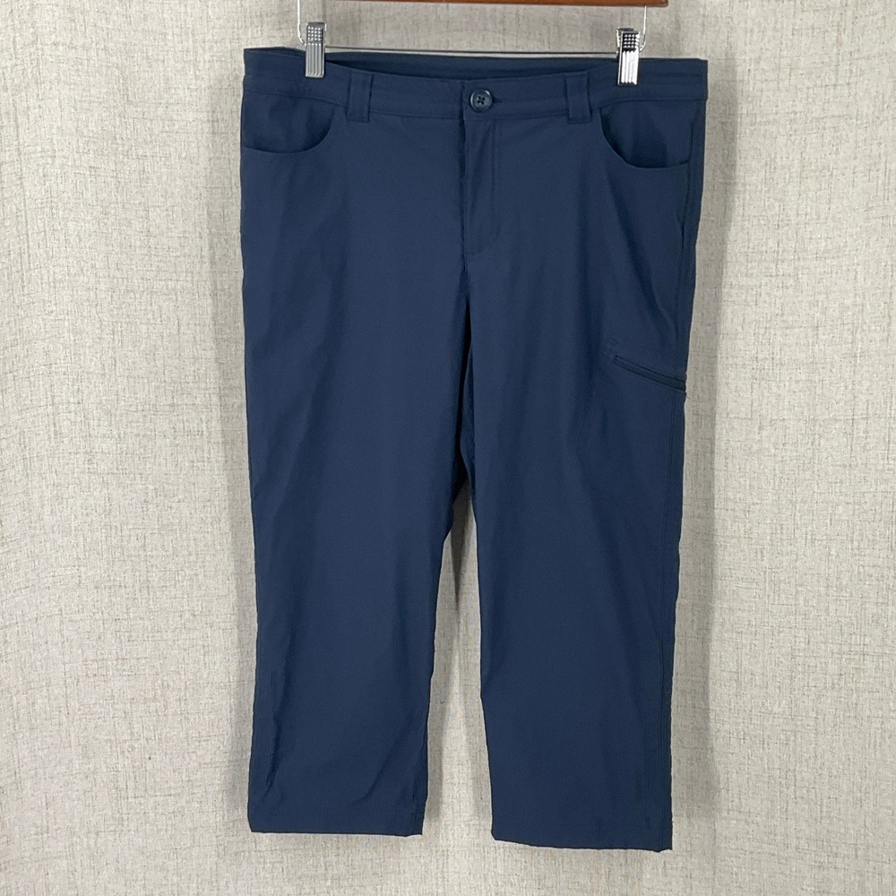 Eddie Bauer Tech Capri Pants Womens 10 Navy Blue Hiking Outdoor Stretch Cropped